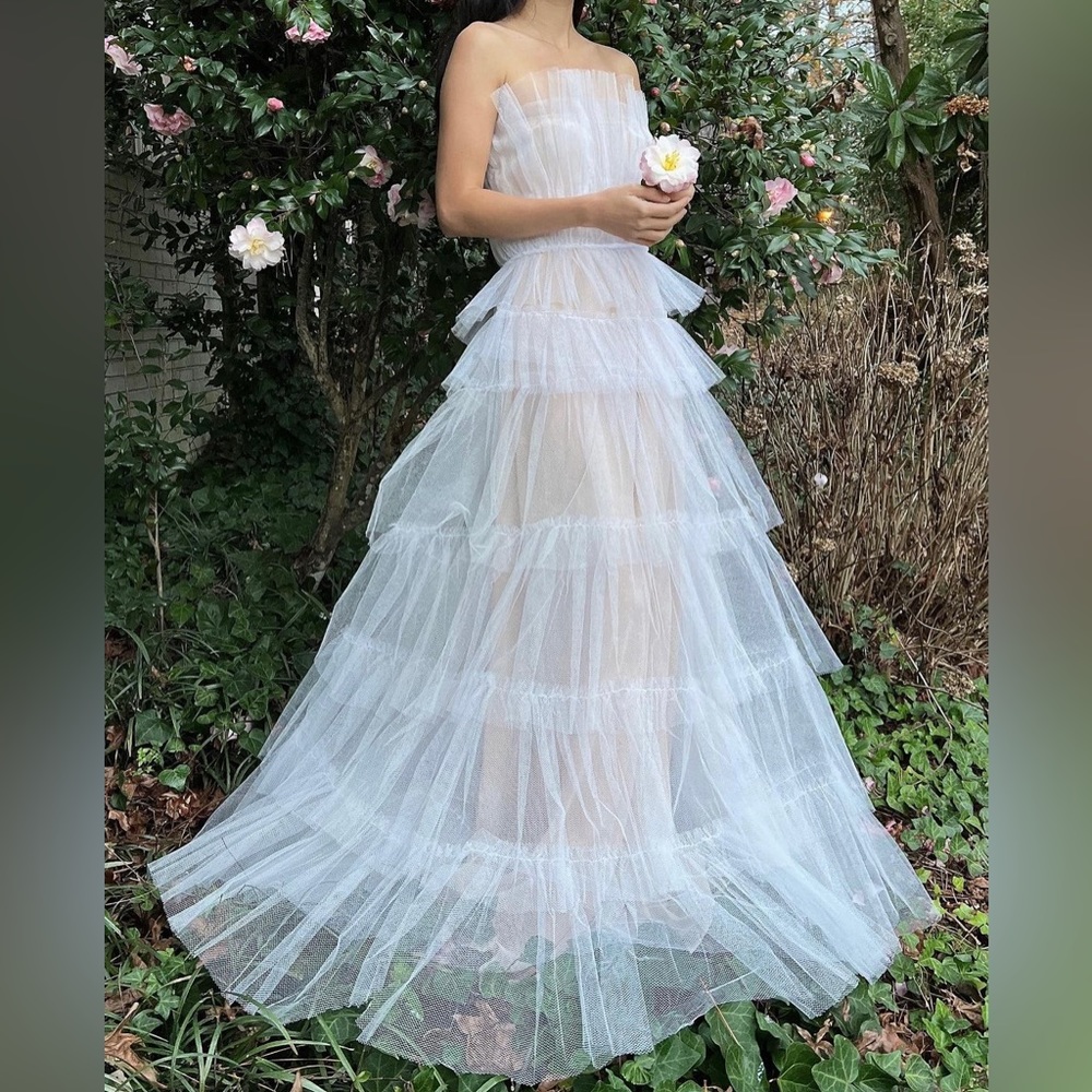 Tulle strapless vintage tiered gown
